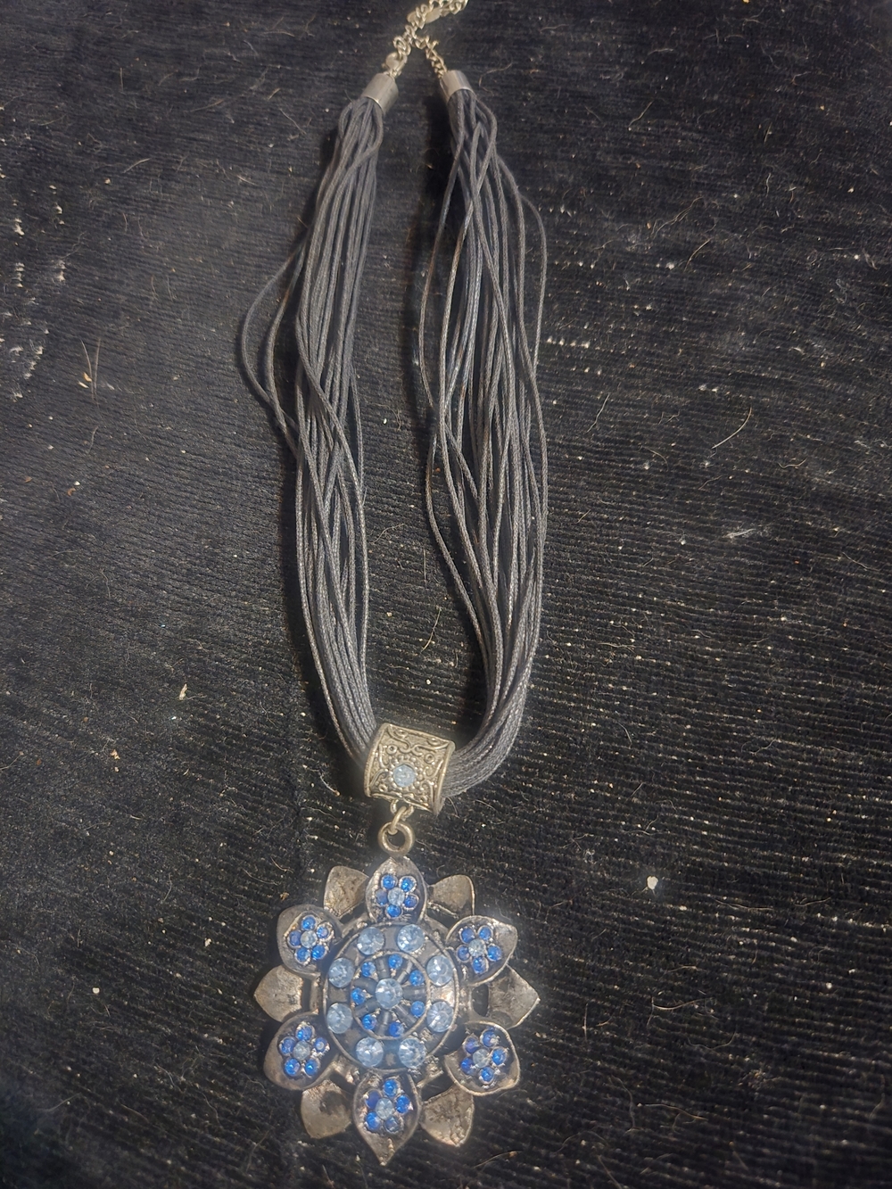 Blue Crystal Flower Pendant Necklace - Women Jewelry